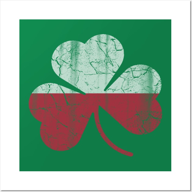 Polish Irish Flag Shamrock St Patricks Day Wall Art by E